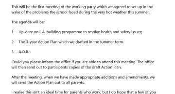 Premises Working Party meeting - Wednesday 16th September - 9:00am