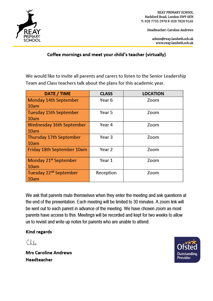 Virtual Coffee Mornings September 2020
